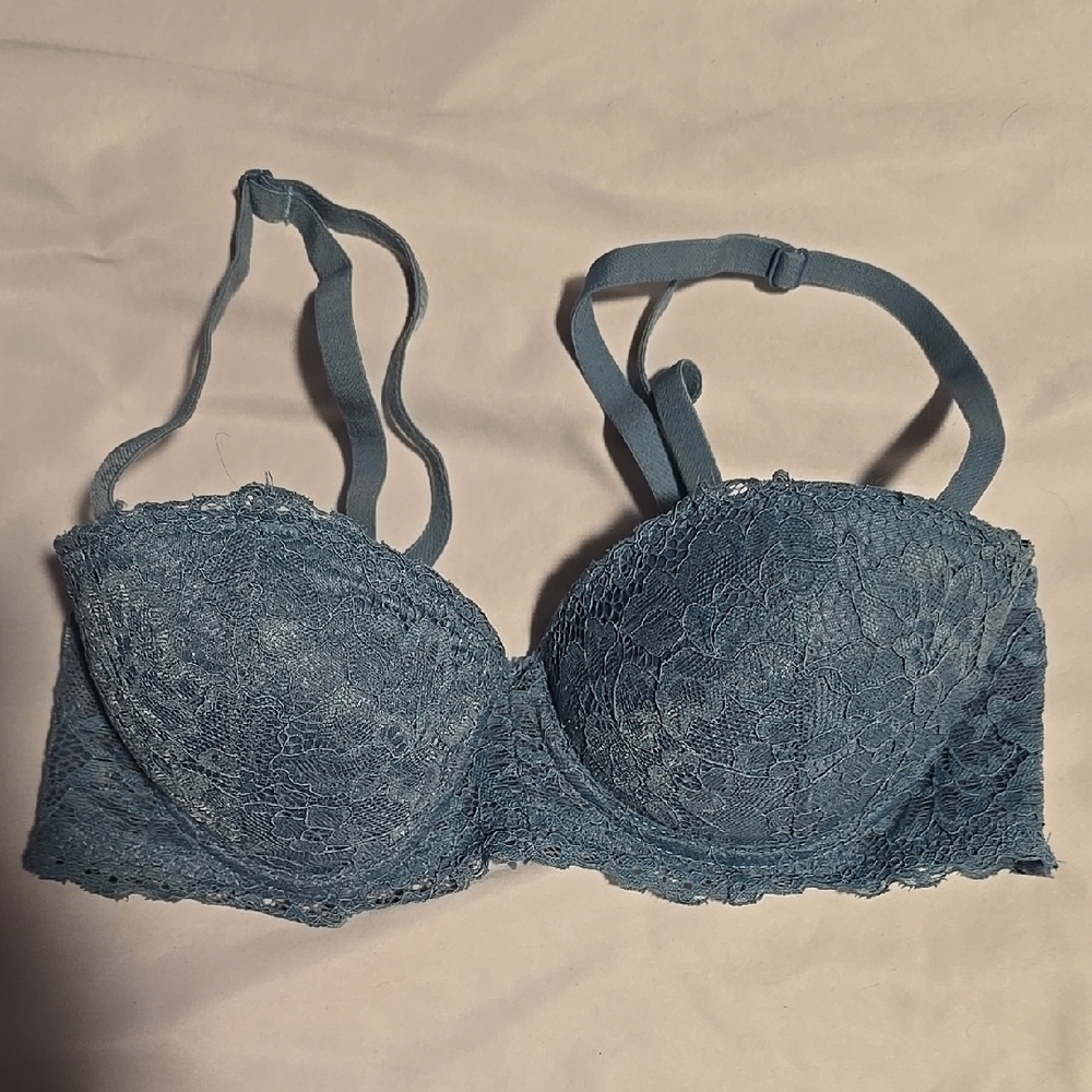 Lace Underwire Bra - Blue 34B